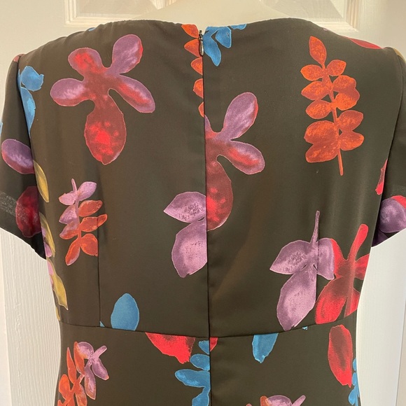 EUC LIZ CLAIBORNE long flower black dress 12 - Picture 7 of 11